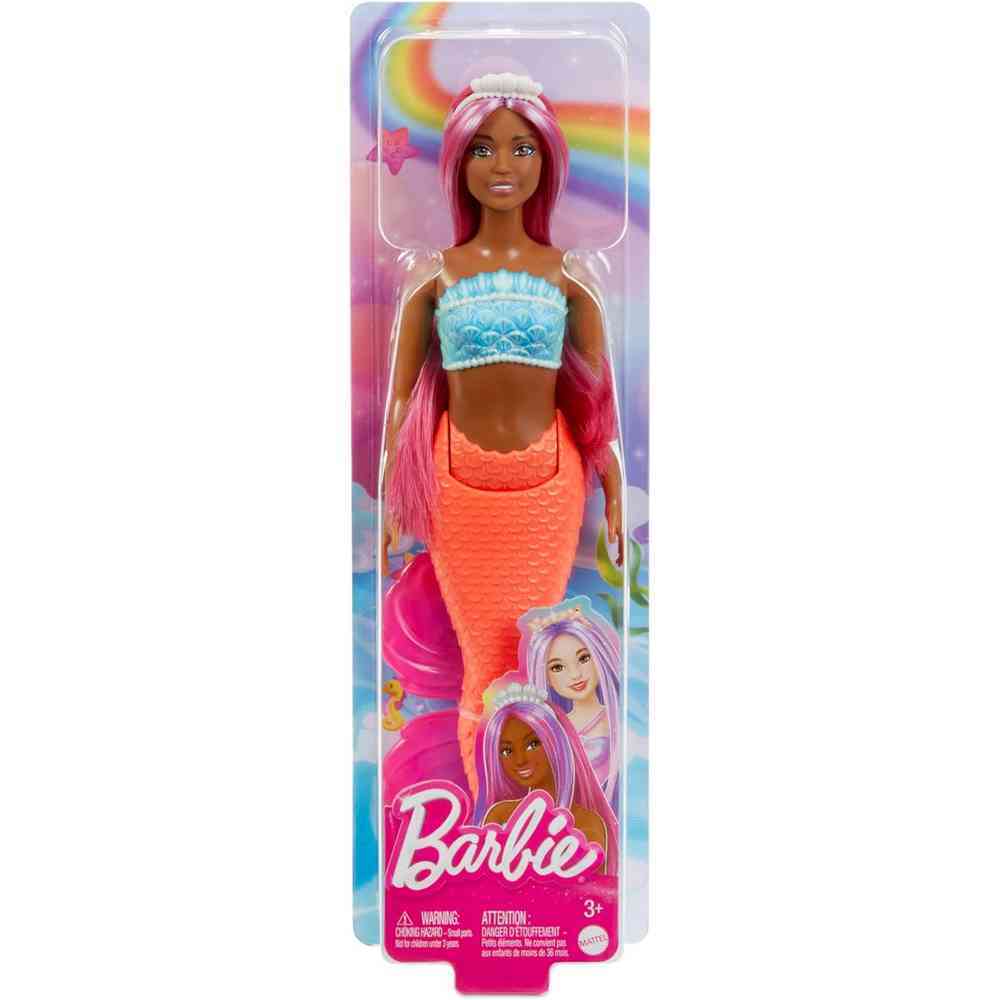 Barbie Mermaid Doll - Pink Hair & Orange Tail