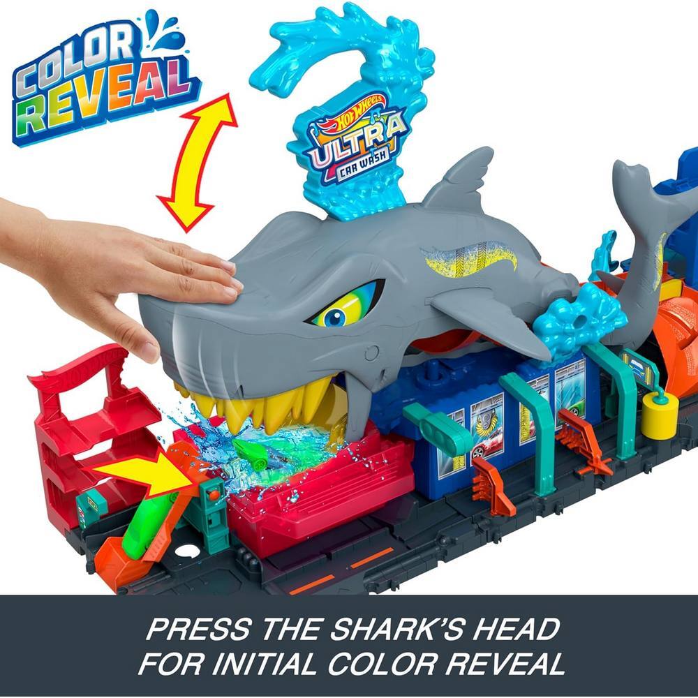 Hot Wheels City Ultra Shark Car Wash with Color Reveal