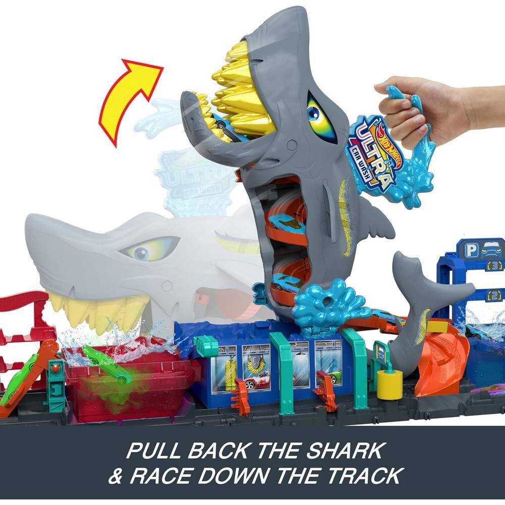 Hot Wheels City Ultra Shark Car Wash with Color Reveal