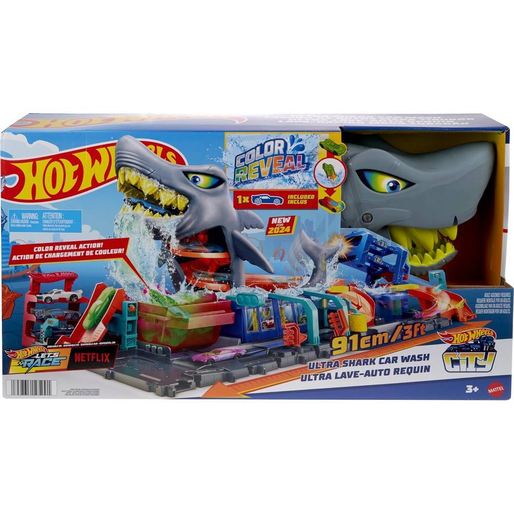Hot Wheels City Ultra Shark Car Wash with Color Reveal