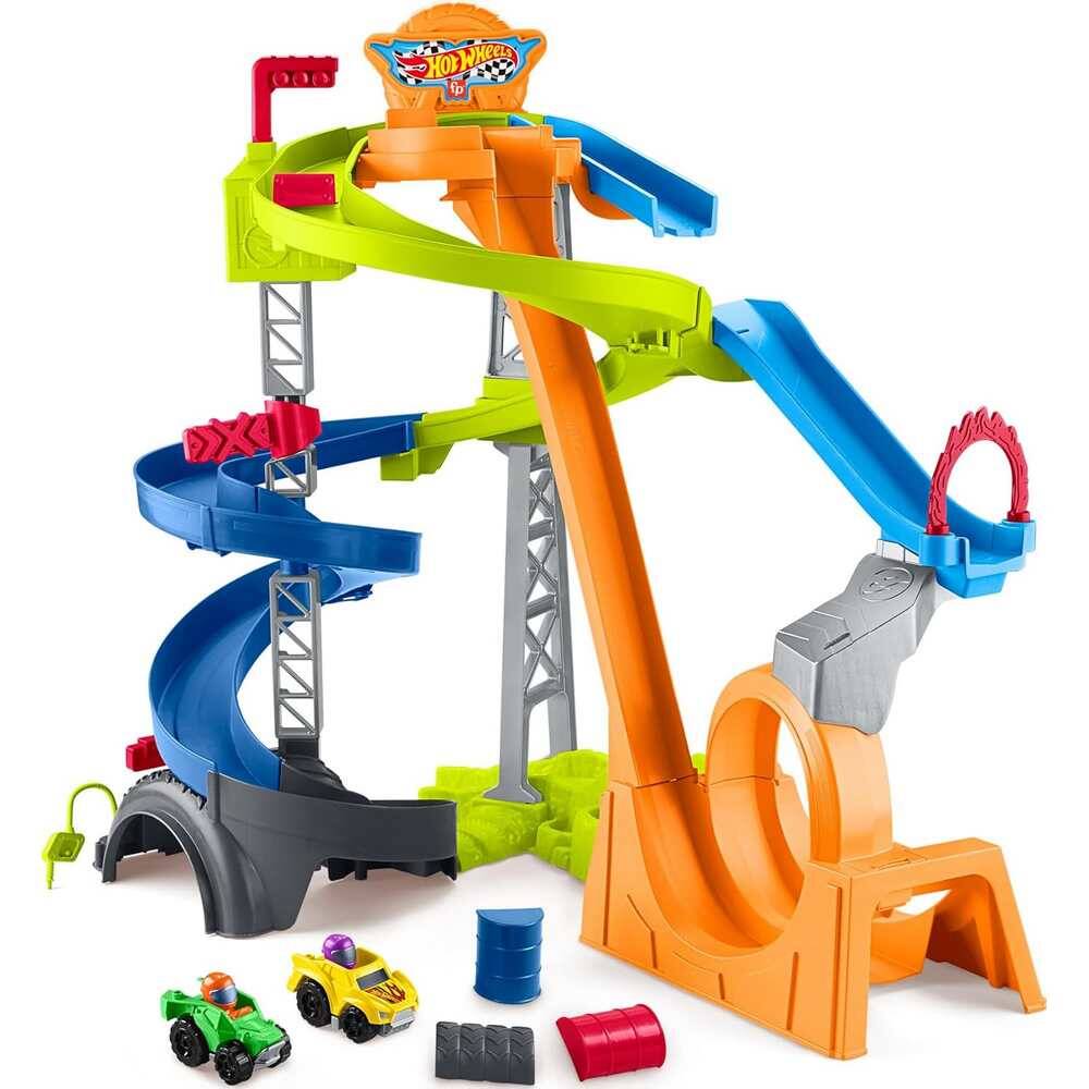 Little People Hot Wheels Spiral Stunt Speedway Toddler Race Track Playset