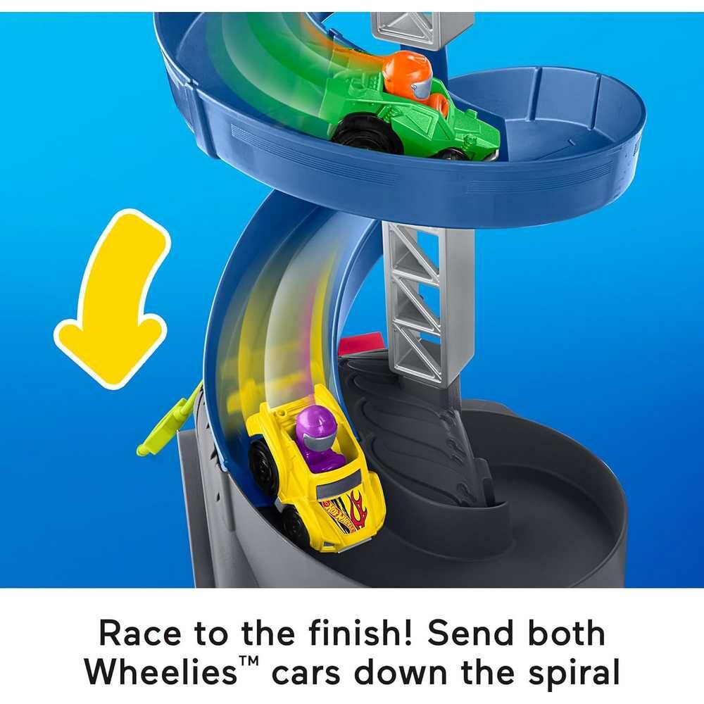 Little People Hot Wheels Spiral Stunt Speedway Toddler Race Track Playset