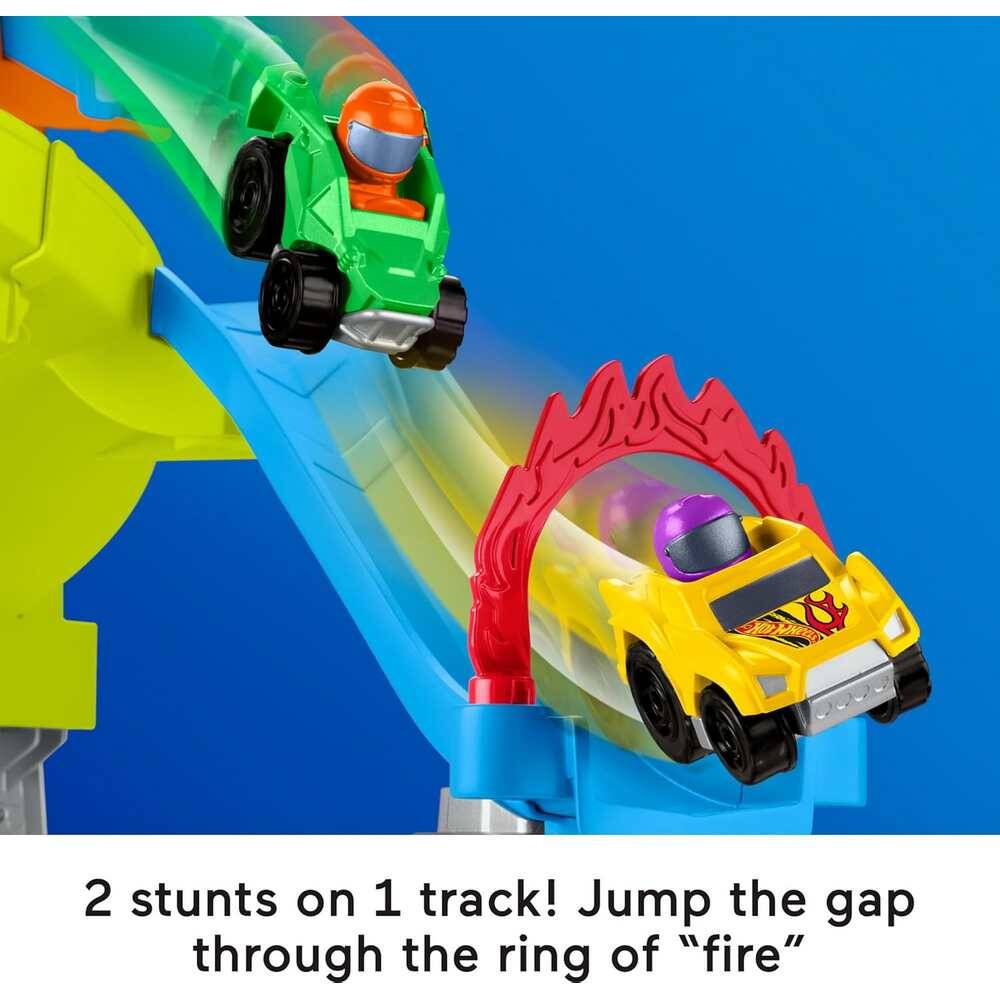 Little People Hot Wheels Spiral Stunt Speedway Toddler Race Track Playset