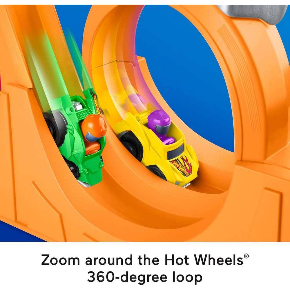 Little People Hot Wheels Spiral Stunt Speedway Toddler Race Track Playset