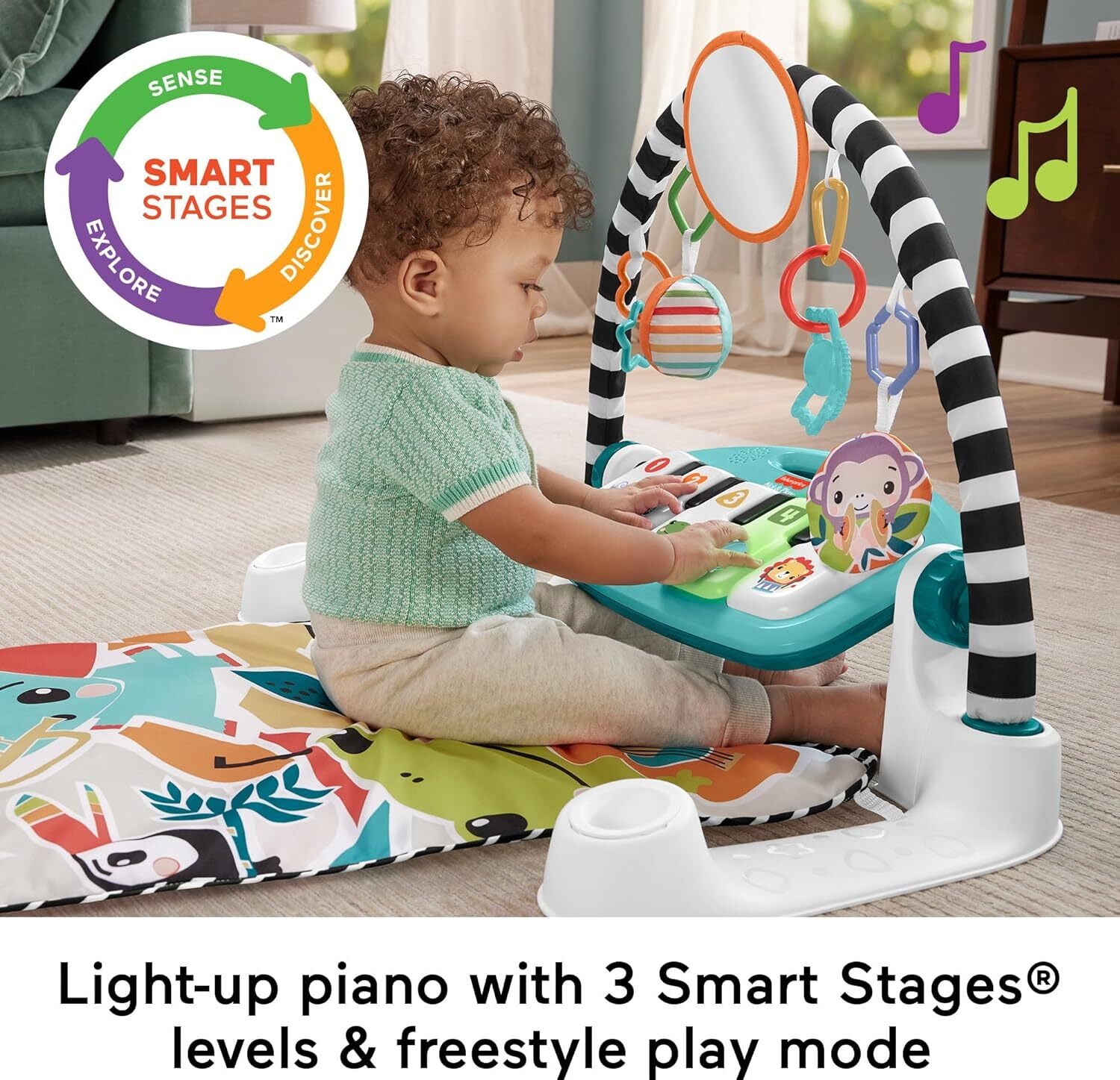 Fisher-Price Learning Lights & Music Glow And Grow Kick & Play Piano Gym