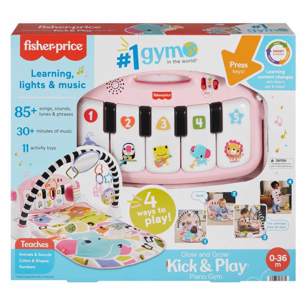 Fisher Price - Glow and Grow Kick & Play Piano Gym (Pink)