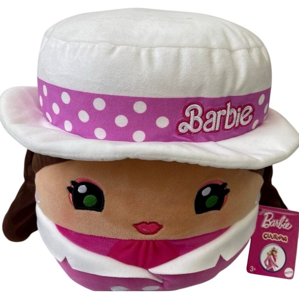 Barbie 10" Plush Cuutopia White Hat & Pink Dress