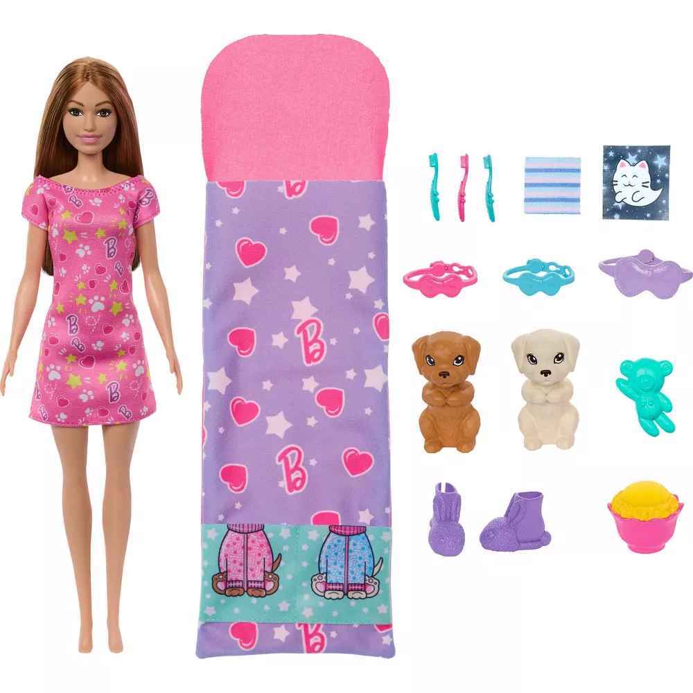 Barbie Doll & Puppy Slumber Party Playset