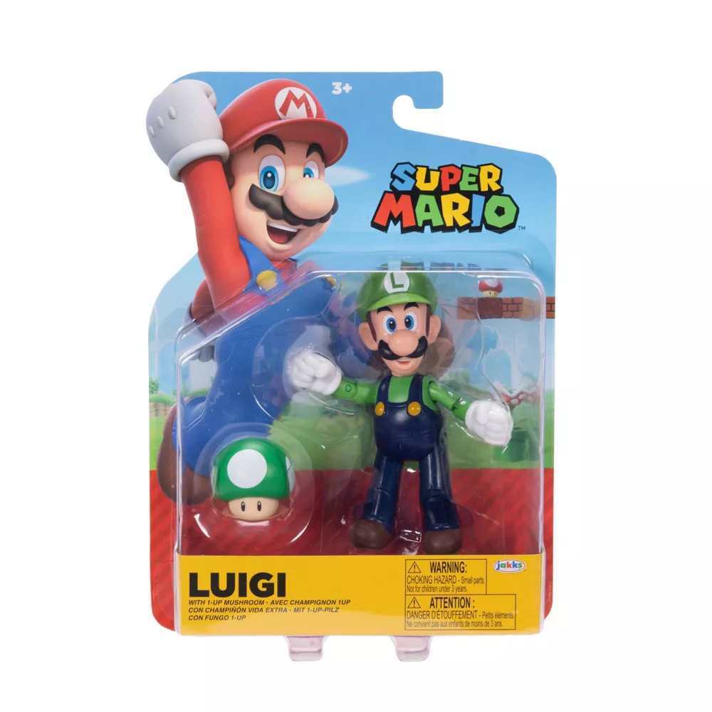 Super Mario Articulated Figure 4" - Luigi with Super Mushroom