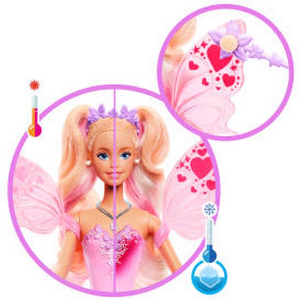 Barbie Fantasy Fairy Doll with Color-Change Wings and Outfit, Includes Toy Wand with Sponge & Fashio