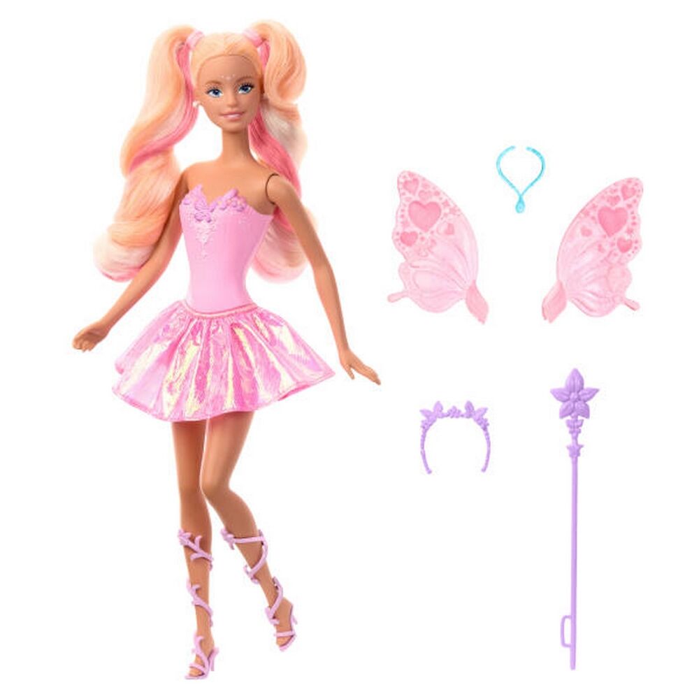 Barbie Fantasy Fairy Doll with Color-Change Wings and Outfit, Includes Toy Wand with Sponge & Fashio
