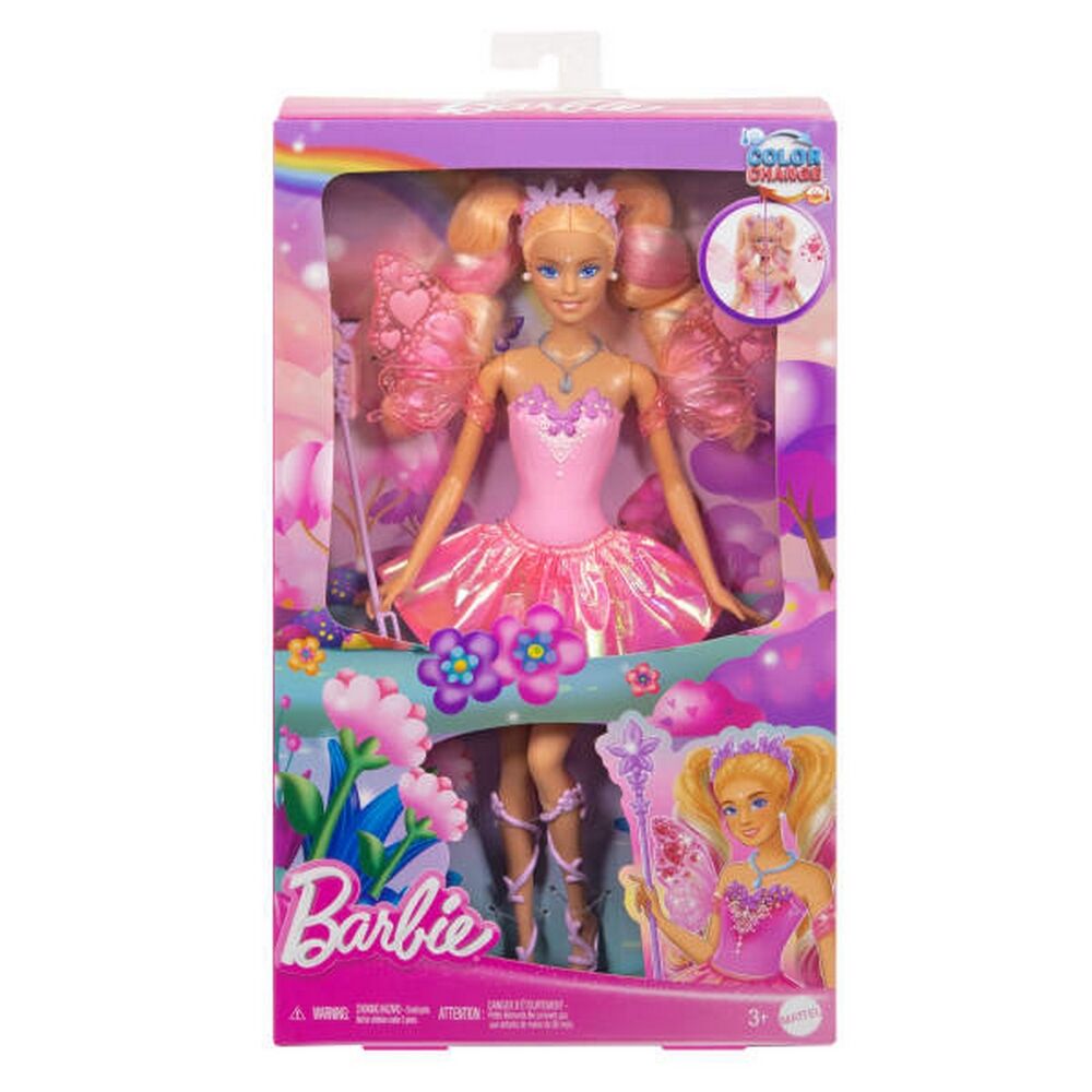 Barbie Fantasy Fairy Doll with Color-Change Wings and Outfit, Includes Toy Wand with Sponge & Fashio