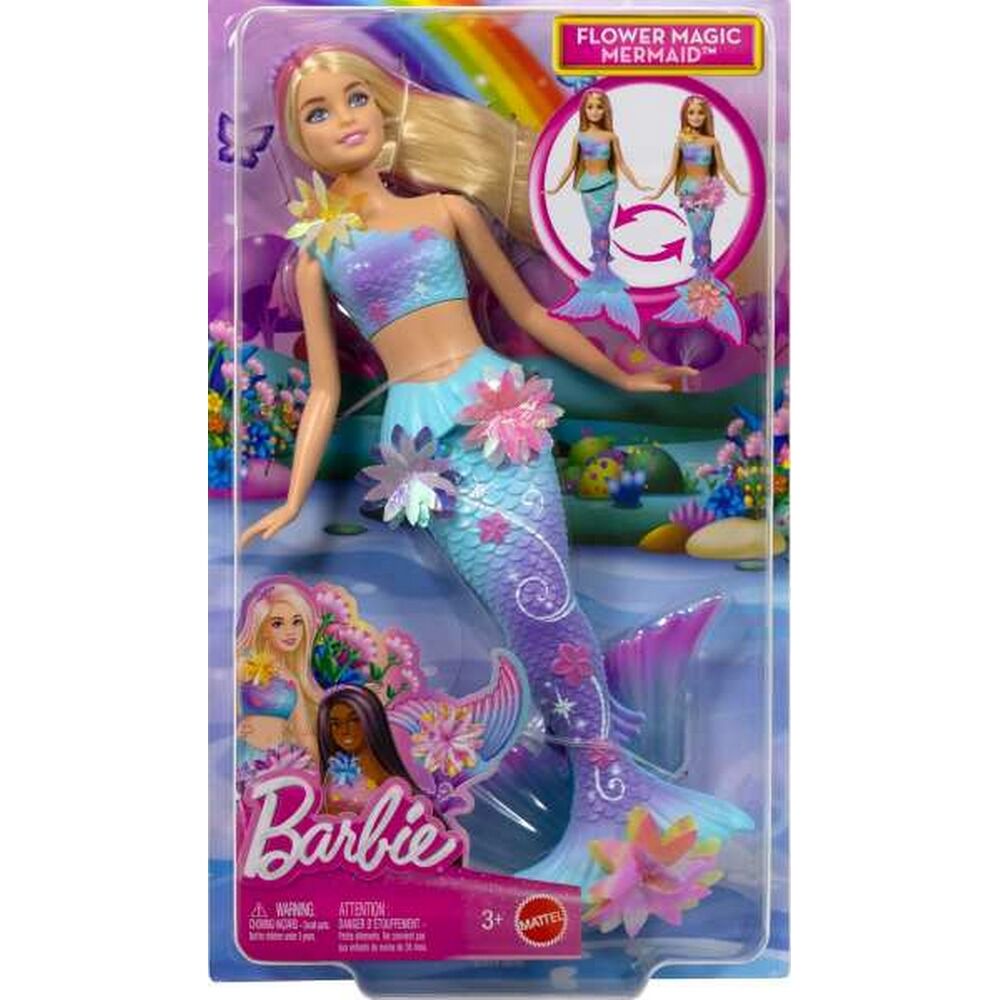 Barbie Flower Magic Mermaid Toy Doll with Surprise Blooming Flowers Feature & Pearl Headband Accesso