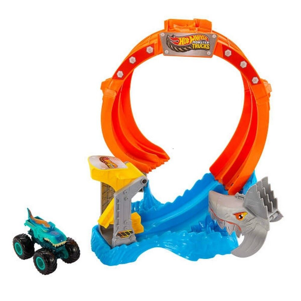 Hot Wheels Monster Trucks Spiral Shark Smash 2025 Sharks VS Dinos