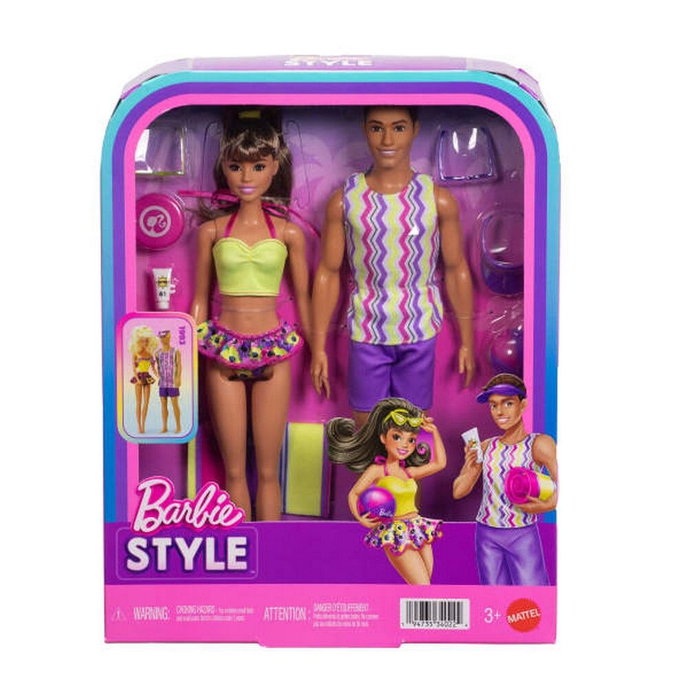 Barbie Style Barbie & Ken Fashion Dolls Set with Beach Looks & Accessories