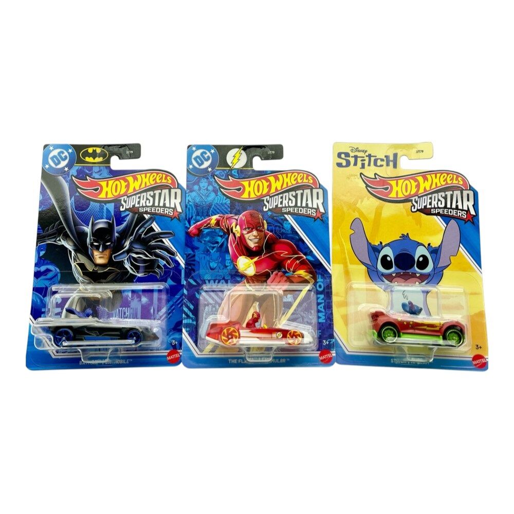 Hot Wheels Superstar Speeders Complete Set of 5 Character Vehicles