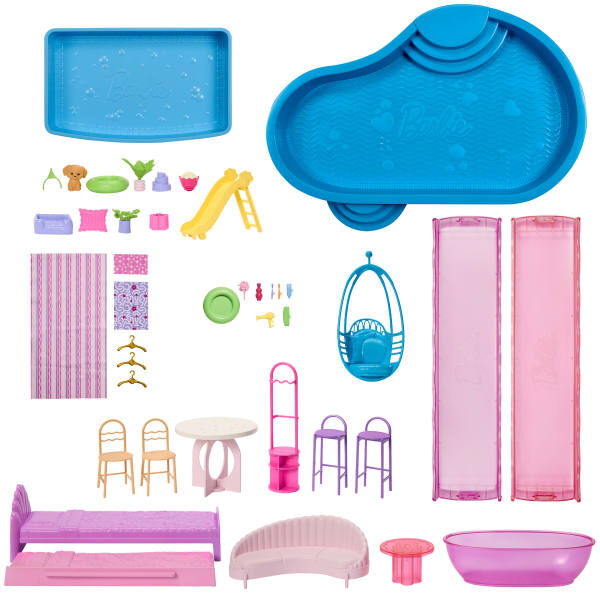 Barbie DreamHouse 3-Level Dollhouse with 2 Pools, 2 Slides & 65+ Pieces