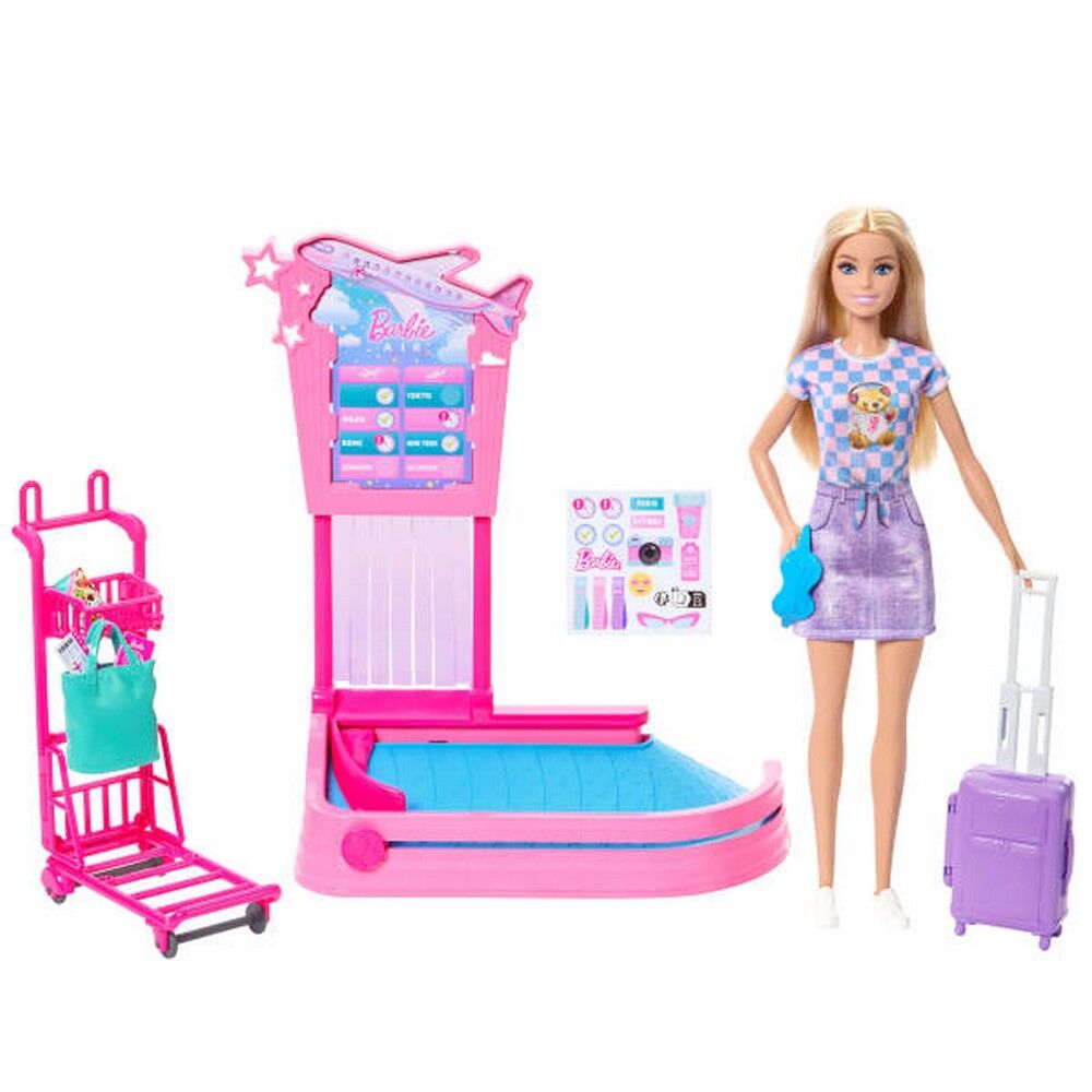 Barbie Malibu Travel Doll Baggage Claim Playset & Accessories