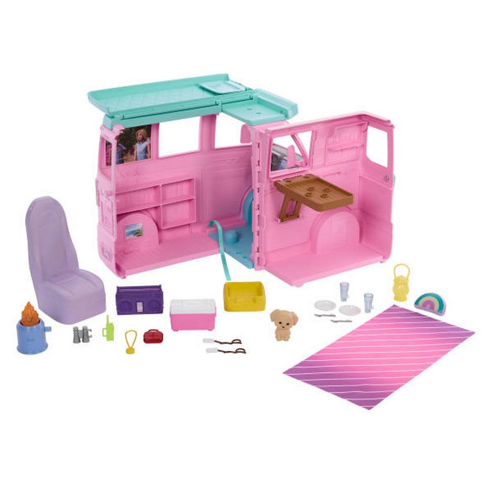 Barbie Dream Land Road Trip Camper Playset with Puppy & 20 Pieces