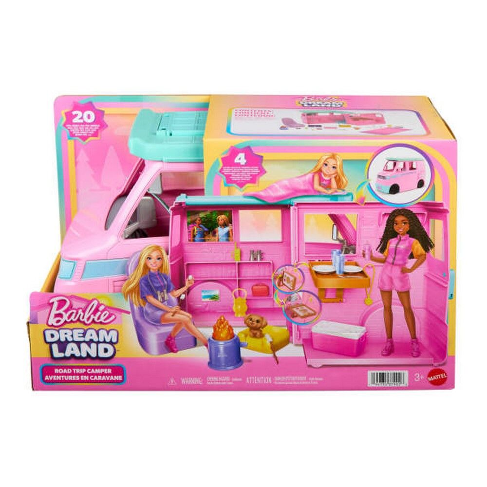 Barbie Dream Land Road Trip Camper Playset with Puppy & 20 Pieces