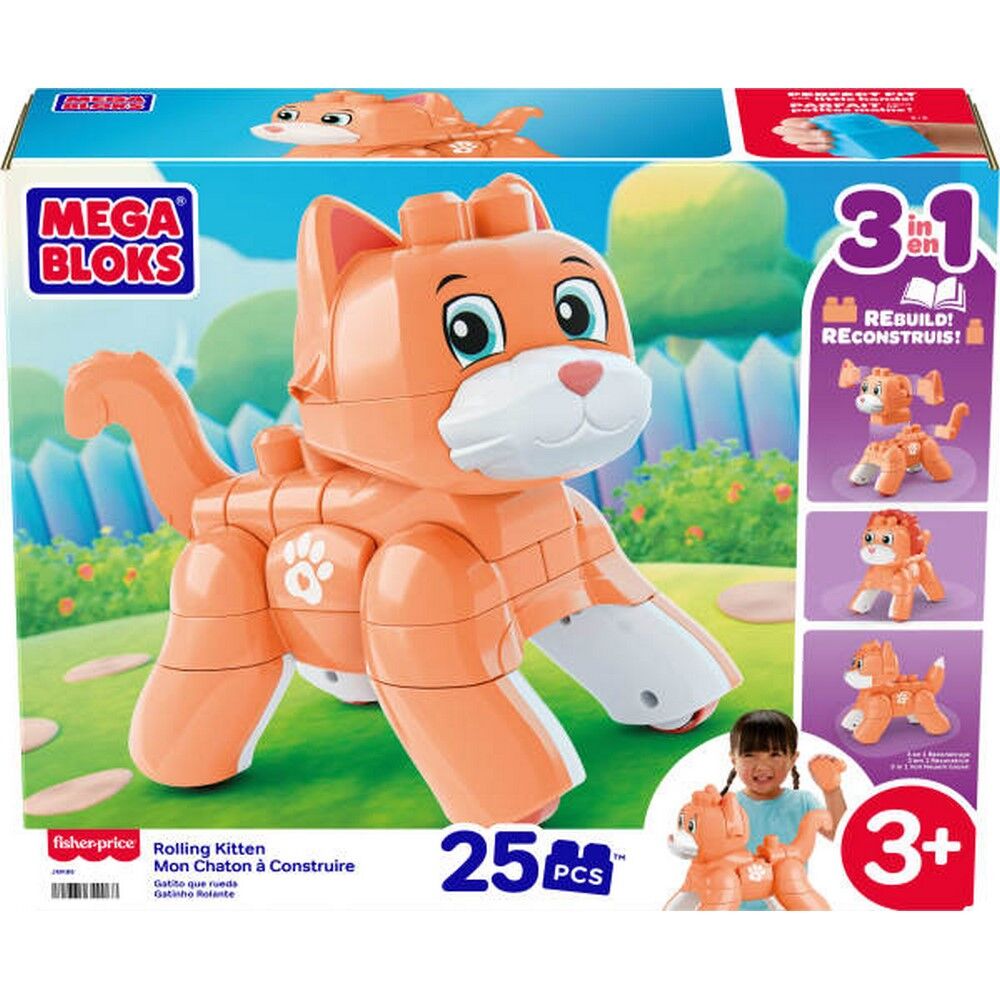 Mega Bloks 3-in-1 Rolling Kitten 25-Piece Building Toy