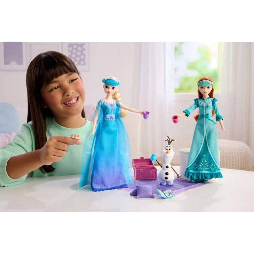 Disney Frozen Slumber Sister Set with Anna & Elsa Fashion Dolls, Olaf & 14 Accessories