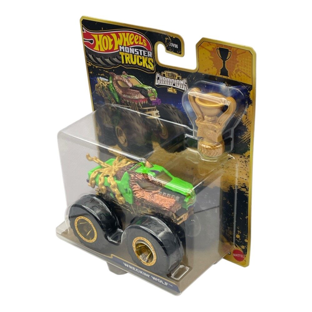 Hot Wheels Monster Trucks Trophy Champions 1:64 Wreckin' Wolf with Trophy