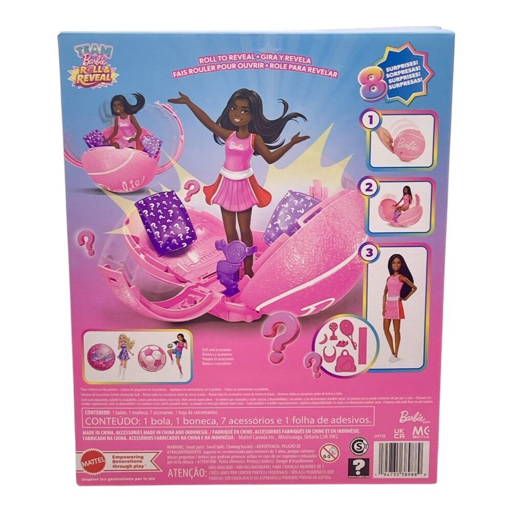 Barbie Team Barbie Roll & Reveal Tennis Player Doll with 8 Surprises