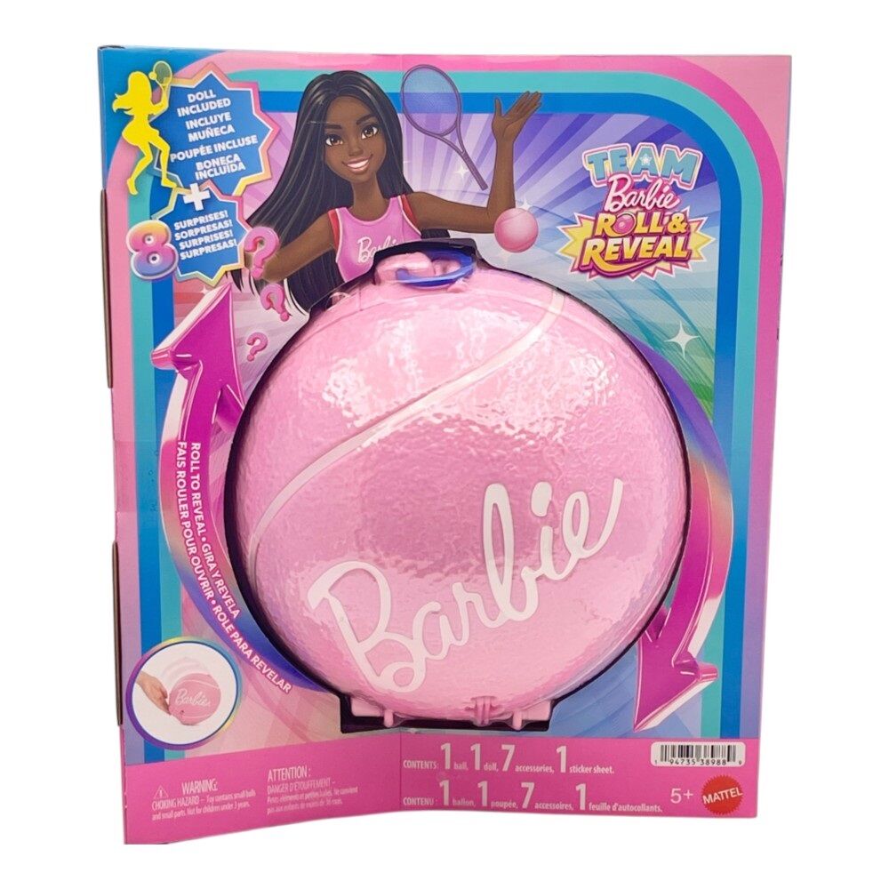 Barbie Team Barbie Roll & Reveal Tennis Player Doll with 8 Surprises