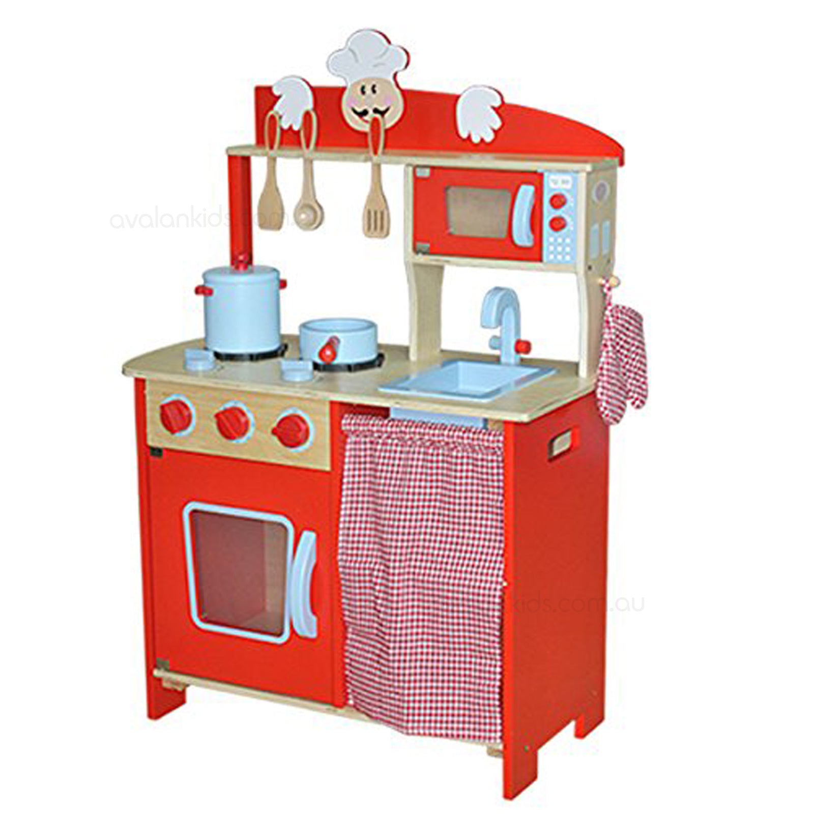 Wooden Kitchen - Chefs Red Play Kitchen