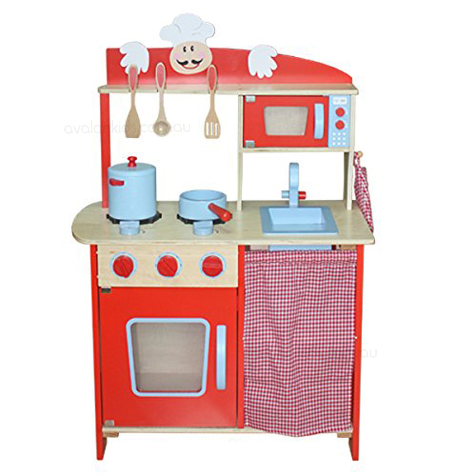 Wooden Kitchen - Chefs Red Play Kitchen