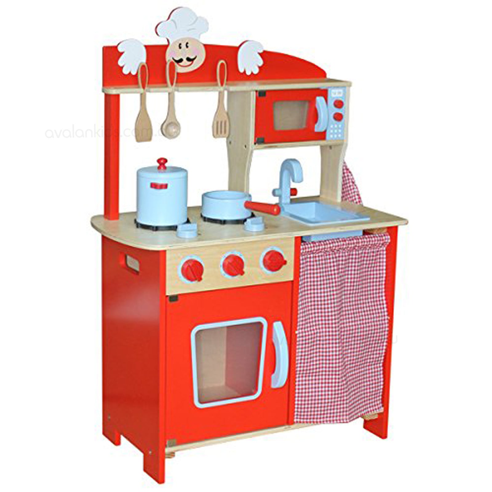 Wooden Kitchen - Chefs Red Play Kitchen