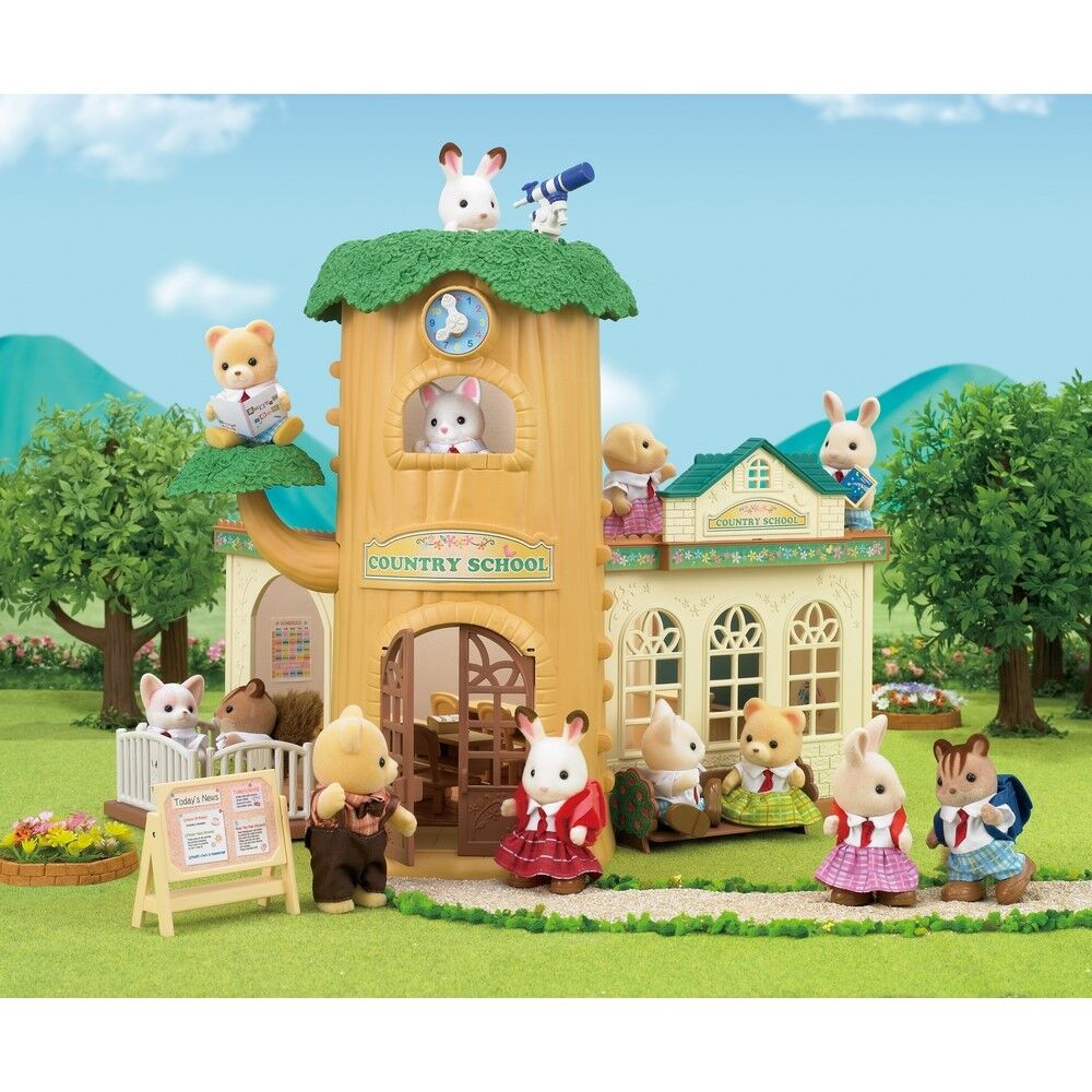 Sylvanian Families Country Tree School Playset with Desks, Blackboard & Accessories