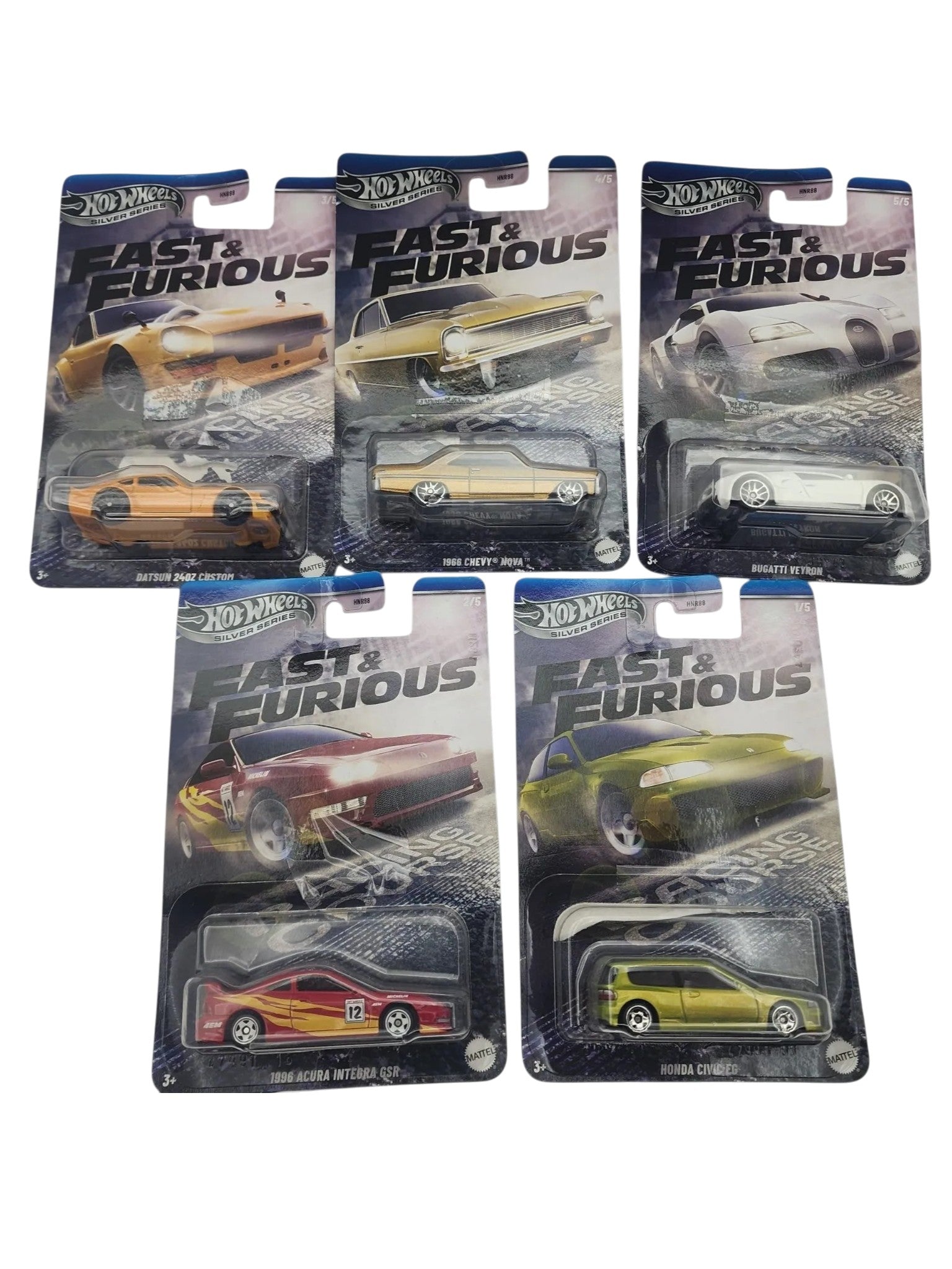 Hot Wheels Silver Series Fast & Furious Racing Course 2025 Complete Set of 5 – Opened Packaging