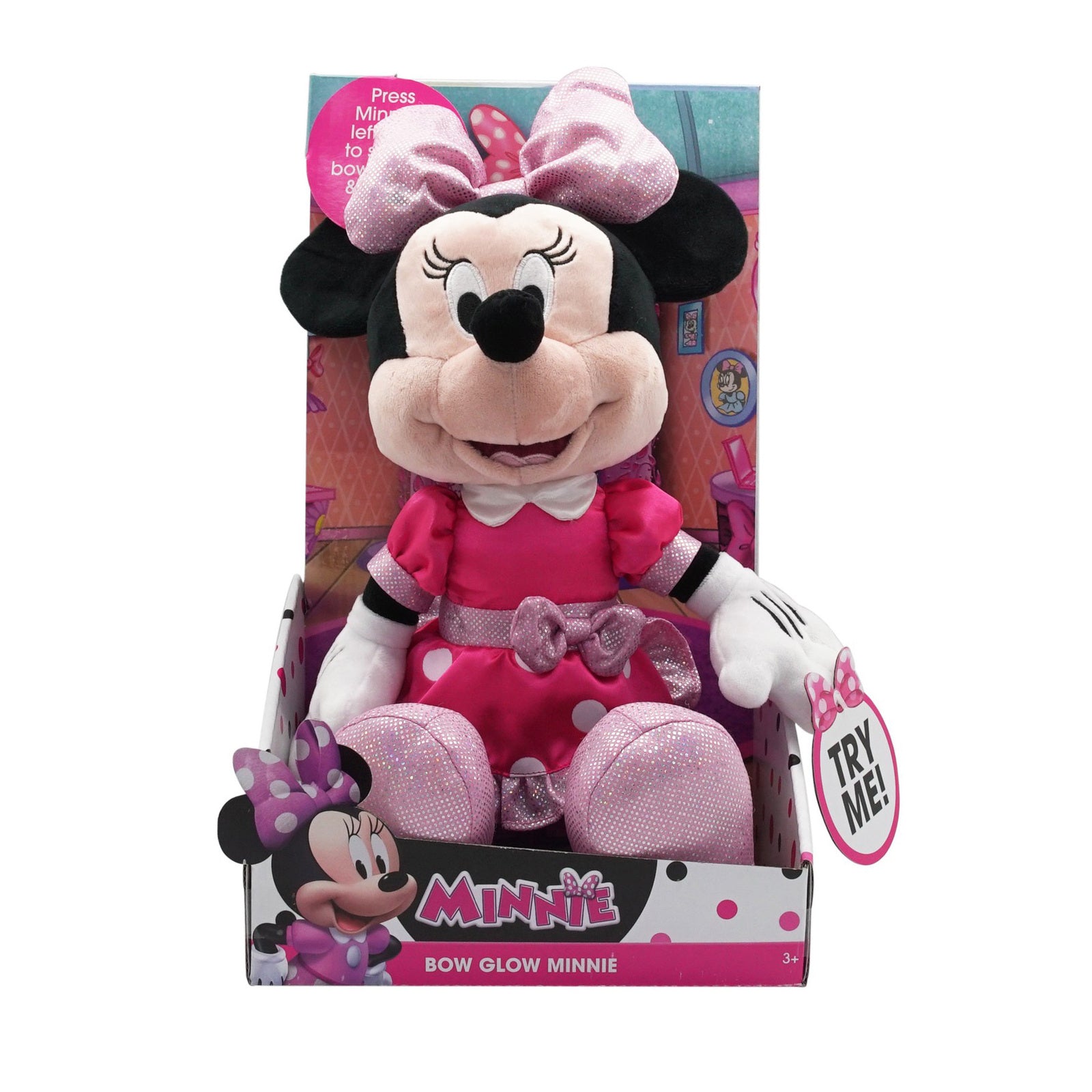 Minnie Mouse Bow Glow Minnie Plush - Pink