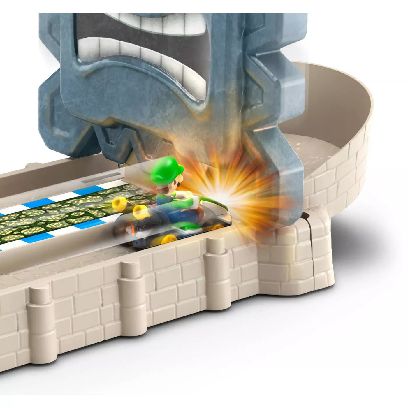 Hot Wheels Mariokart Thwomp Ruins Track Set - Luigi
