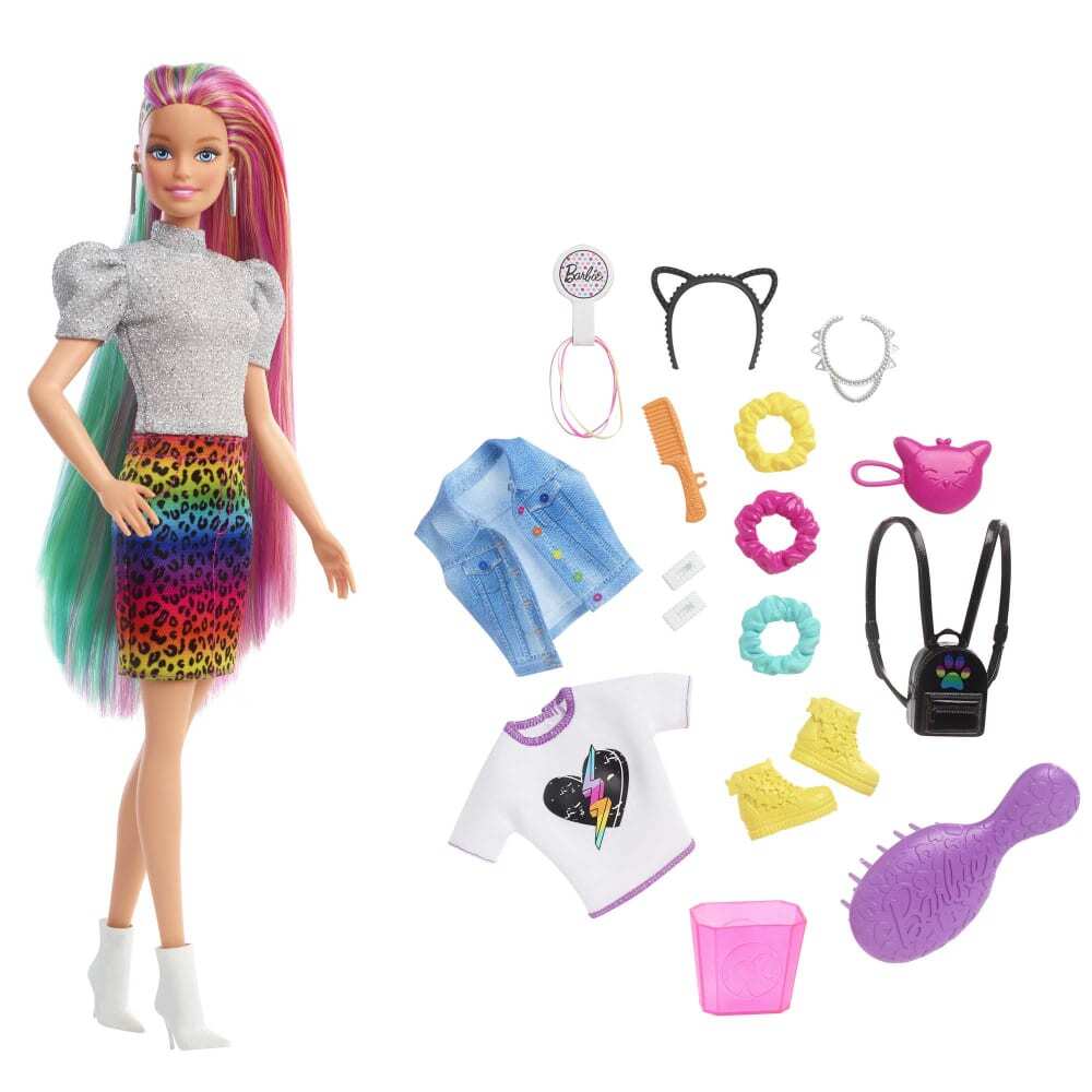 Barbie - Leopard Rainbow Hair Doll #1