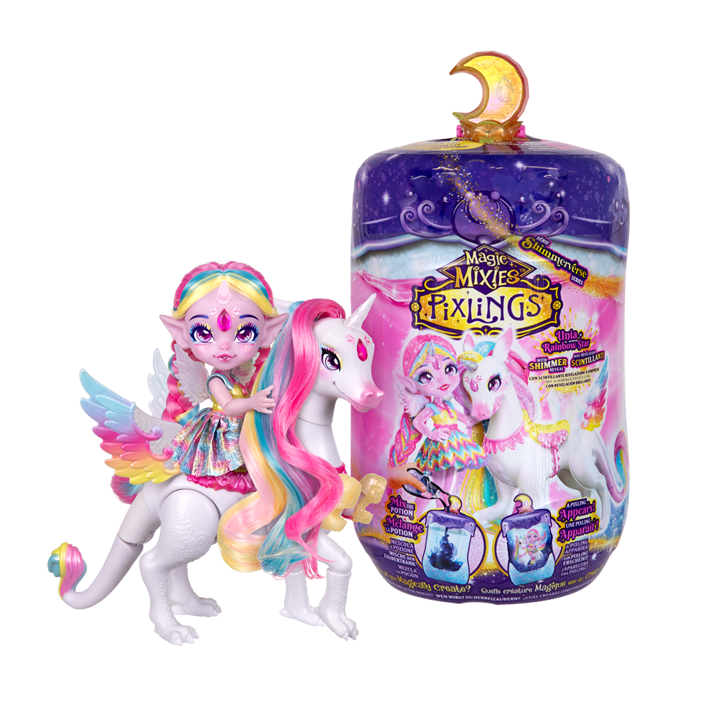 Magic Mixies Pixlings Doll Unia the Unicorn Pixling and Rainbow Star the Pegacorn Pet