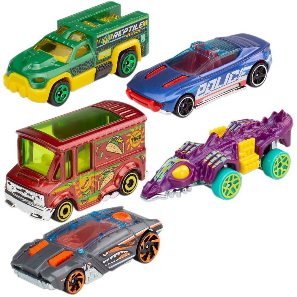 Hot Wheels Vehicles 1:64 5 Pack - Hot Wheels City (Blue)