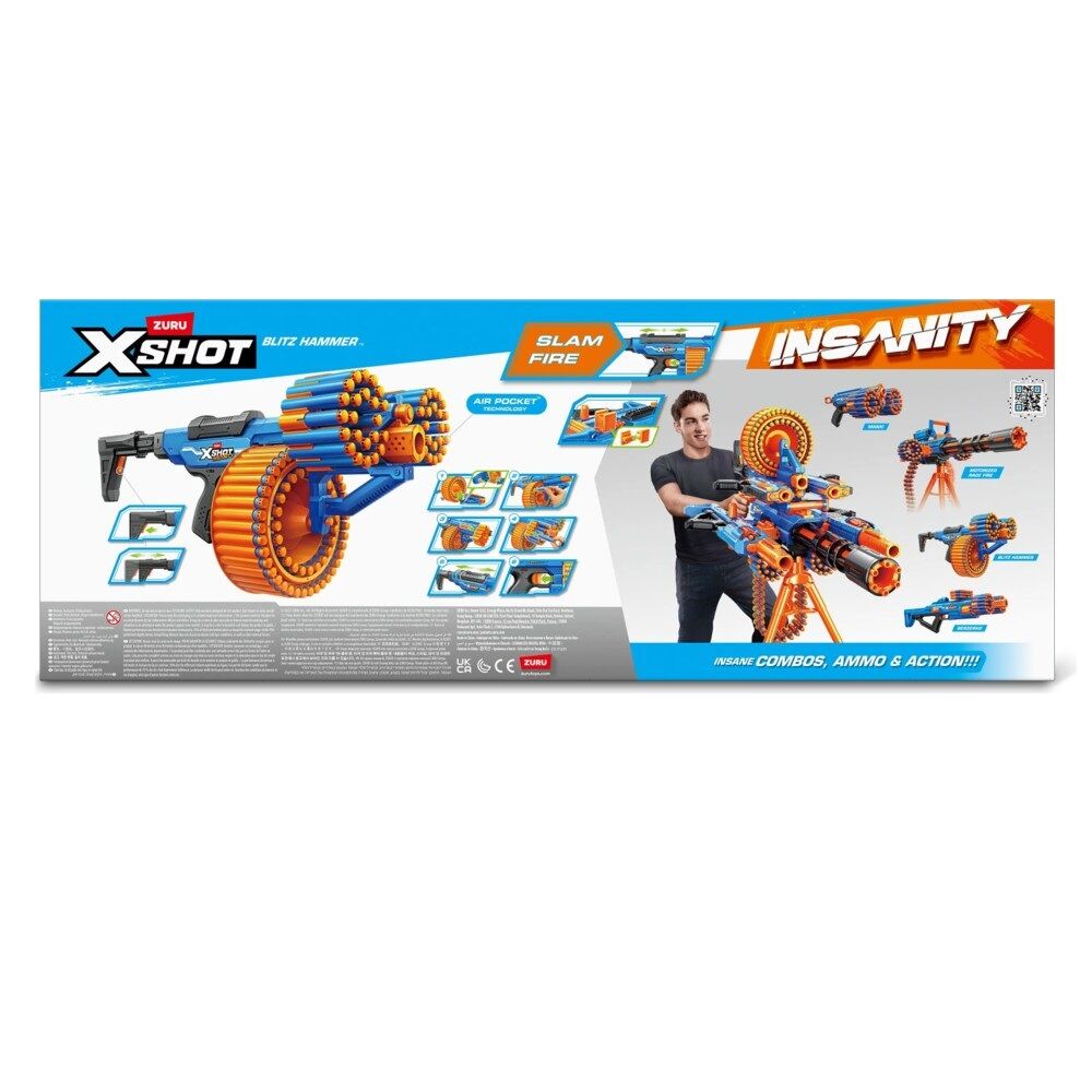 ZURU X-Shot Insanity Blitz Hammer with 48 Darts