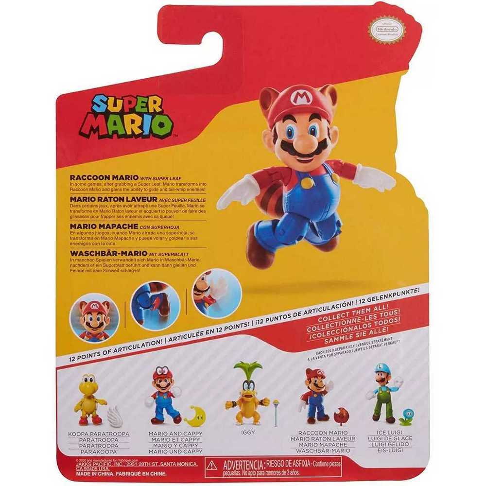 Super Mario Articulated Figure 4" - Raccoon Mario with Super Leaf