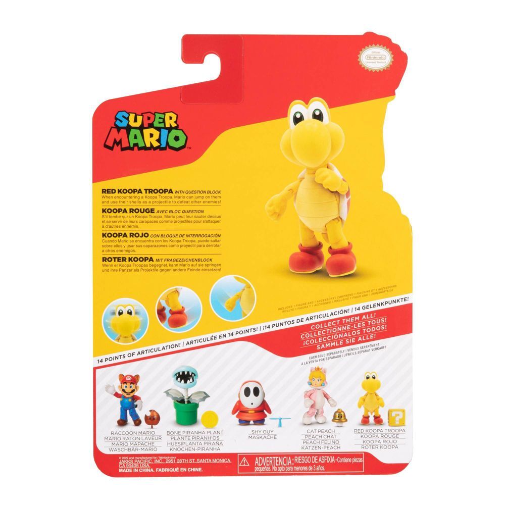 Super Mario Articulated Figure - Red Koopa Troopa with Question Block (4")