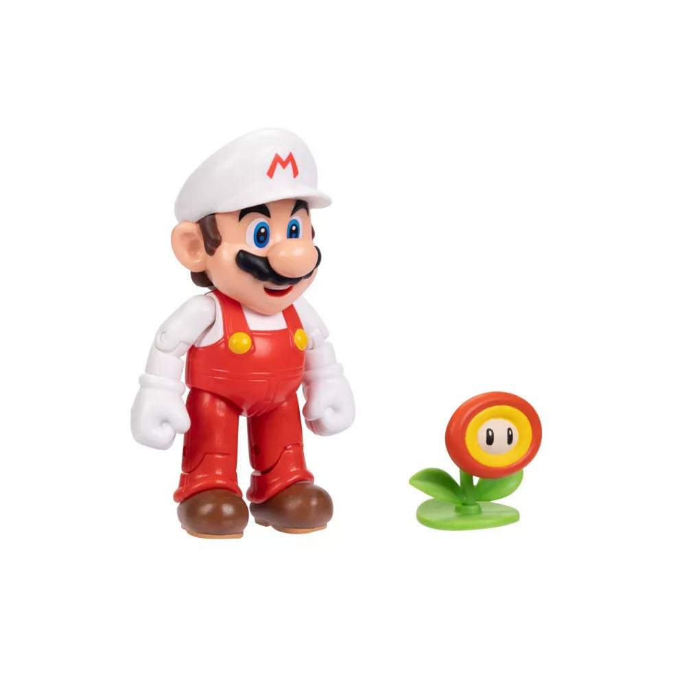 Super Mario Articulated Figure - Fire Mario with Fire Flower (4")