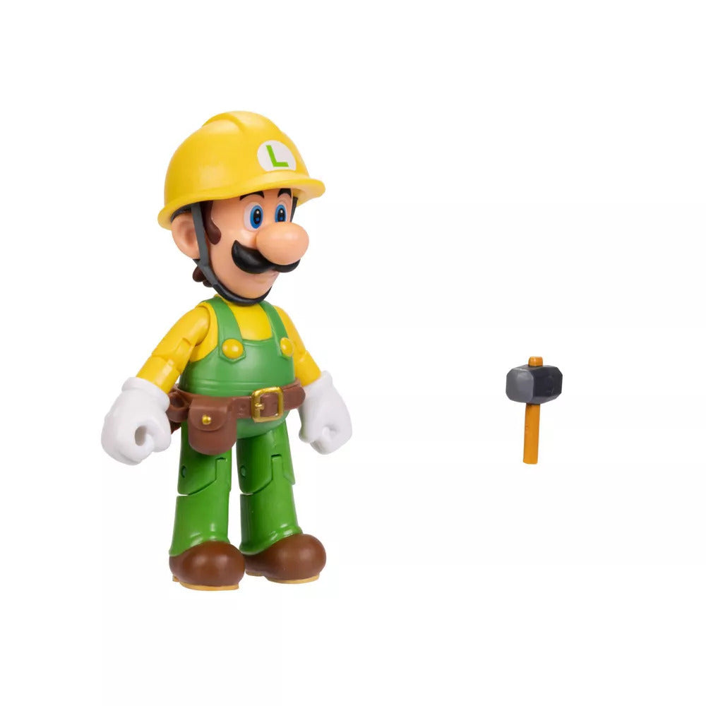 Super Mario  Articulated Figure - Builder Luigi with Utility Belt (4")