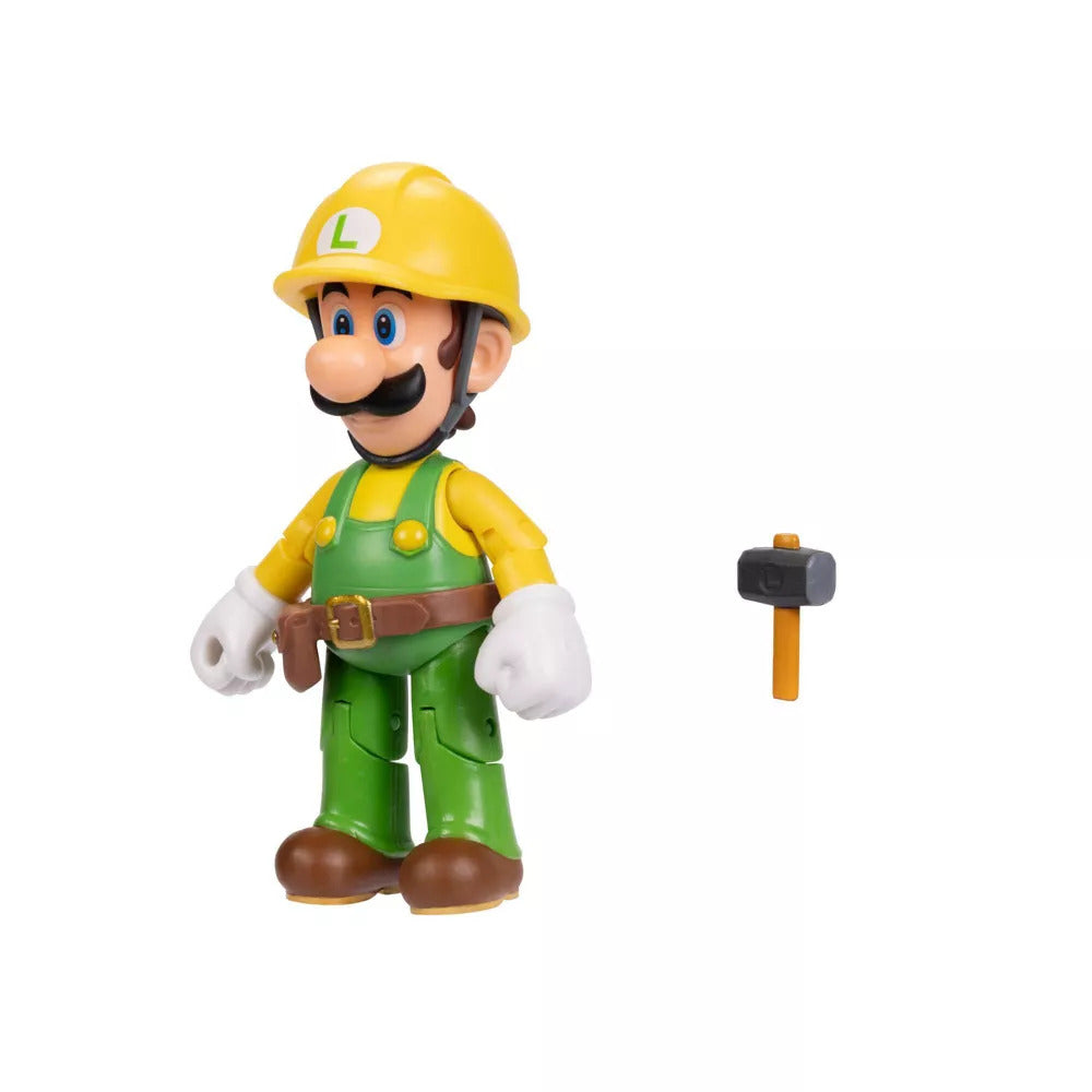 Super Mario  Articulated Figure - Builder Luigi with Utility Belt (4")