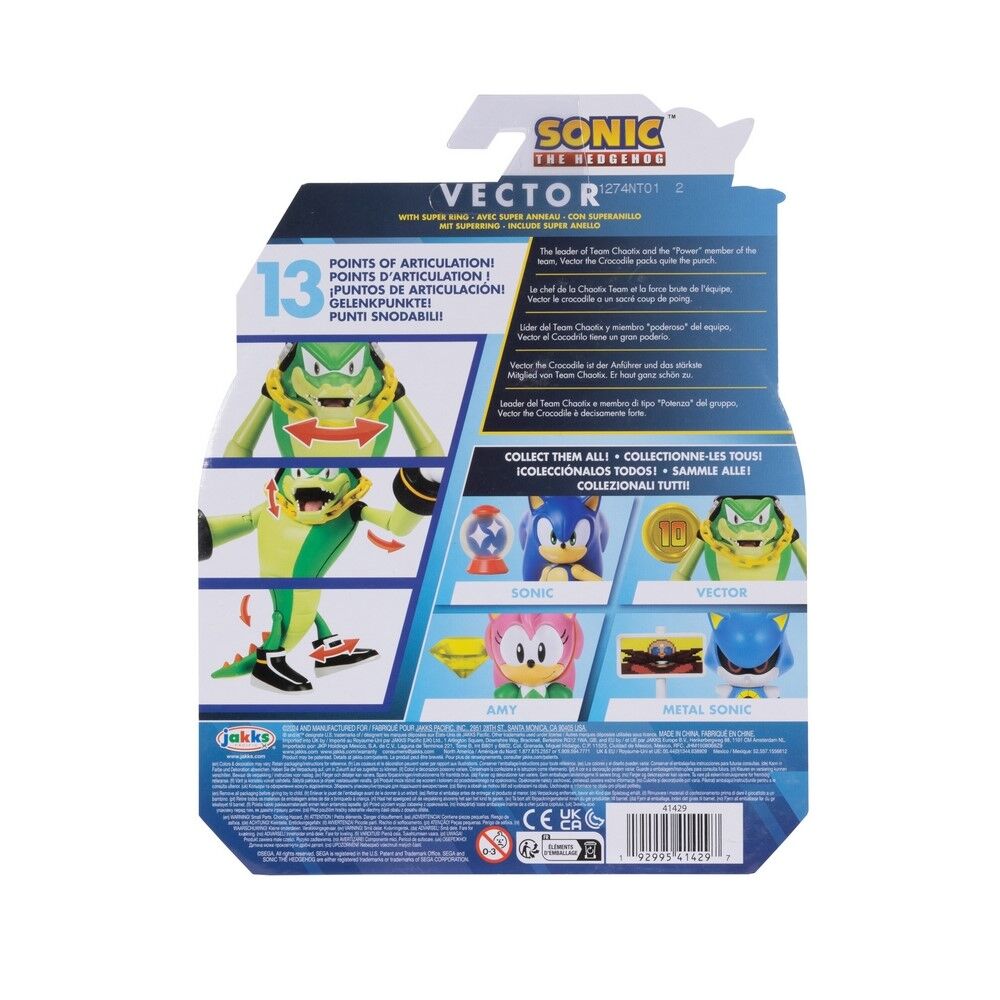 Sonic The Hedgehog 4" Figures - Vector with Super Ring