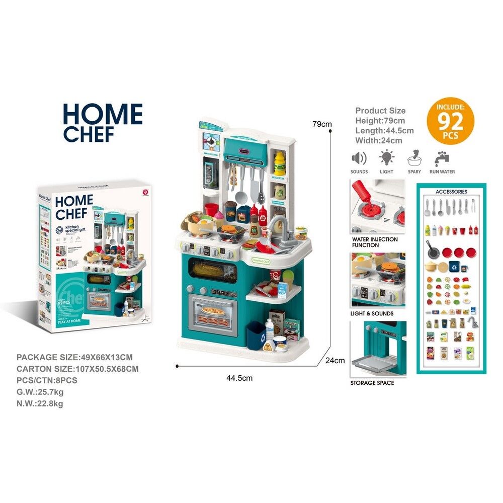 Home Chef Kitchen Special Gift Playset 92pcs with Lights and Sounds