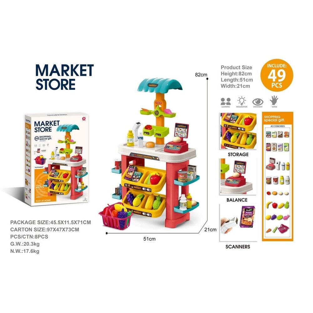 Supermarket Store Playset 49 pcs with Lights and Sounds