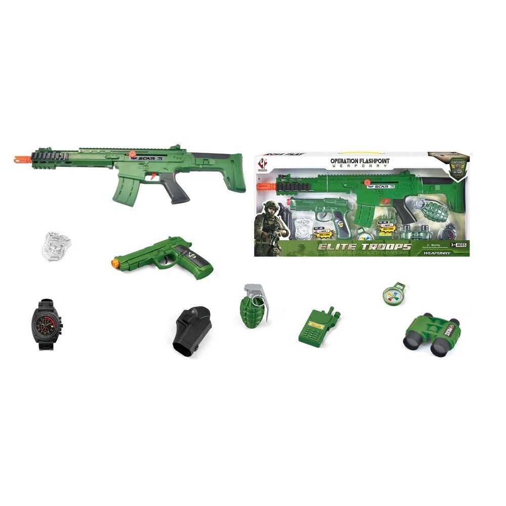 Product Description: Elite Troops Weapon Playset  9 Piece Set Prepare for action with the Elite Tro