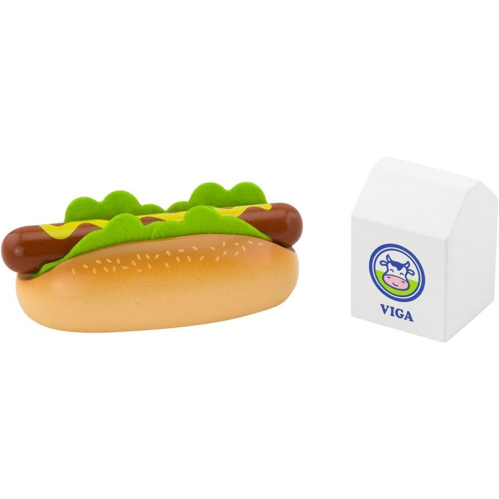 Viga - Wooden Hot Dog & Milk Play Set